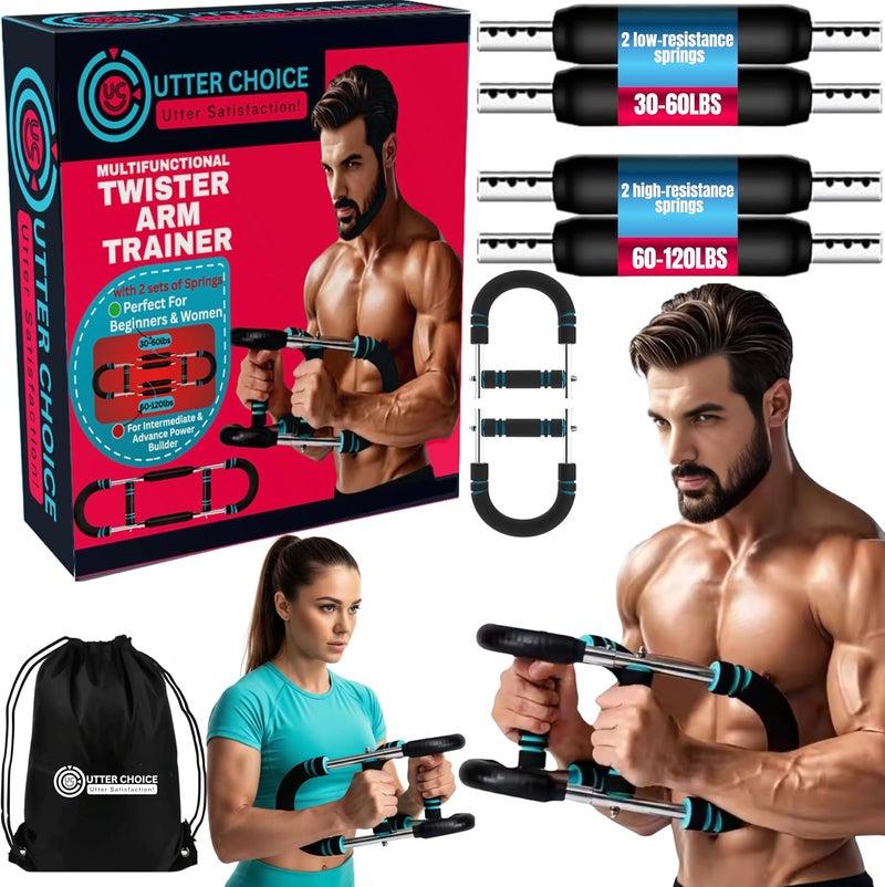 UTTER CHOICE Gorilla Bar Twister Arm Trainer for Men, Adjustable 30-120 lbs Chest Exerciser , Portable Arm & Chest Workout Equipment for Men and Women with Anti Slip Handle and Carry Bag - Image 1